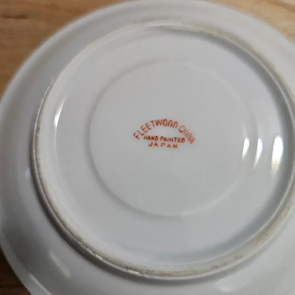 Vintage Fleetwood China Japan Hand Painted Cup Saucer Landscape Scene